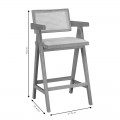 Σκαμπό Bar Winslow Pakoworld Ξύλο Rubberwood Ανοικτό Καρυδί-Pvc Rattan Φυσικό-Ύφασμα Γκρι