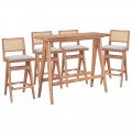 Τραπεζαρία Μπαρ Winslow Pakoworld Σετ 5Τεμ Ξύλο Rubberwood Ανοιχτό Καρυδί 120X45X100Εκ