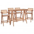 Τραπεζαρία Μπαρ Winslow I Pakoworld Σετ 5Τεμ Ξύλο Rubberwood Ανοιχτό Καρυδί 120X45X100Εκ
