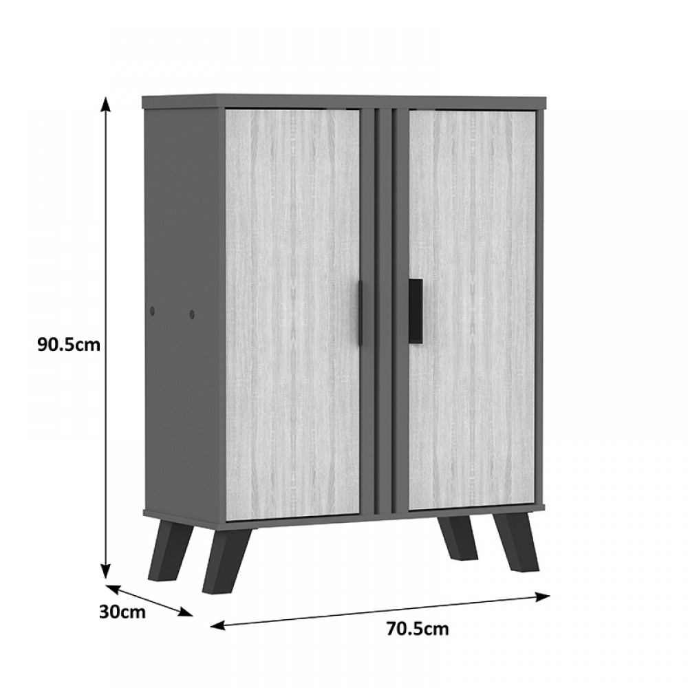 Παπουτσοθήκη-Ντουλάπι Shoby Pakoworld Sonoma-Ανθρακί 70.5X30X91Εκ