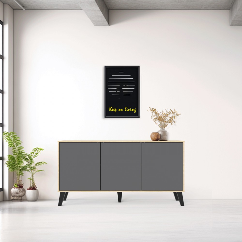 Μπουφές Billie Pakoworld Sonoma-Ανθρακί149X40X77Εκ
