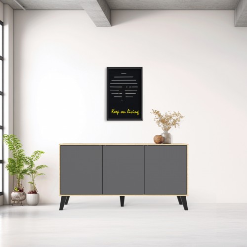Μπουφές Billie Pakoworld Sonoma-Ανθρακί149X40X77Εκ