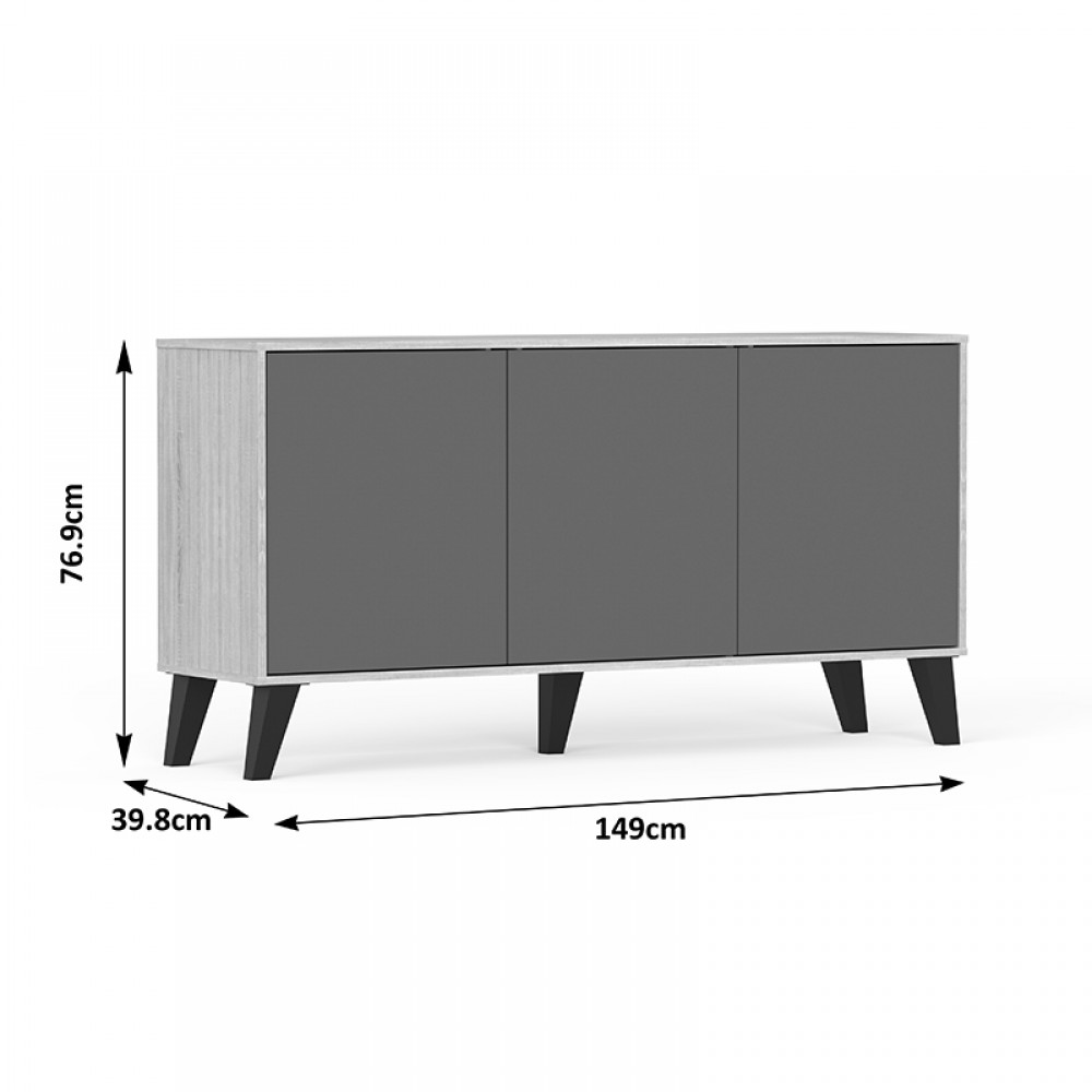 Μπουφές Billie Pakoworld Sonoma-Ανθρακί149X40X77Εκ
