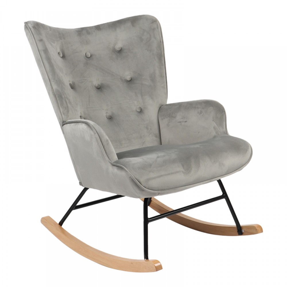Κουνιστή Πολυθρόνα Georgia Pakoworld Βελούδο Γκρι-Φυσικό 75X71X95Εκ