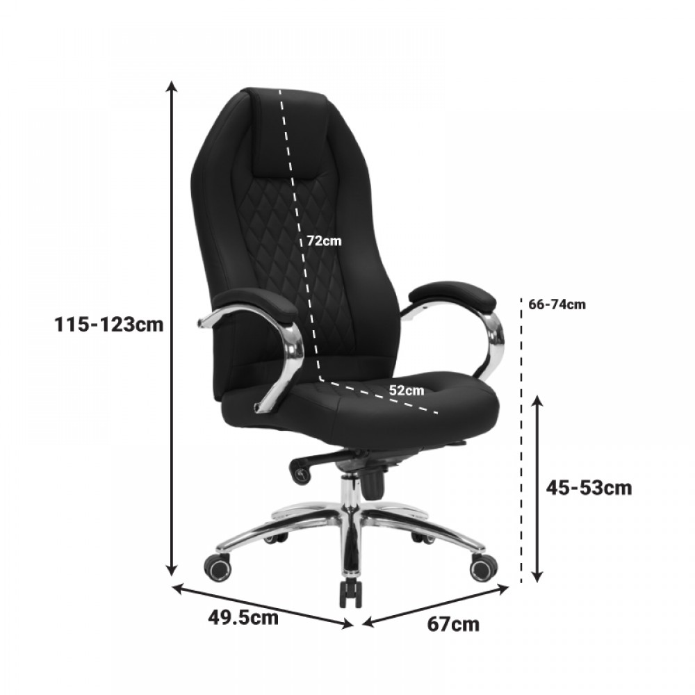 Καρέκλα Γραφείου Διευθυντή Ionia Pakoworld Μαύρο Pu 67X49,5X115-123Εκ