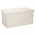 Σκαμπό-Μπαούλο Forward Pakoworld Ύφασμα Μπουκλέ Ivory 76.5X38X37.5Εκ