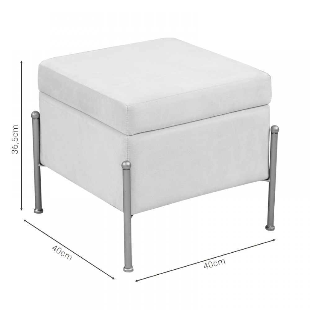 Σκαμπό-Μπαούλο Panton Pakoworld Βελούδο Κρεμ-Χρυσό 40X40X36,5Εκ