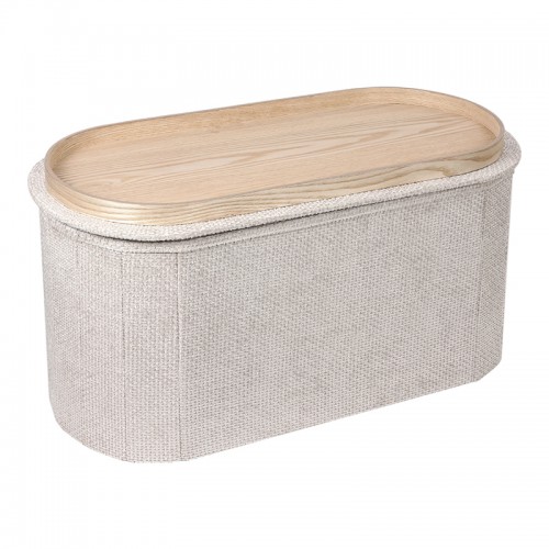 Σκαμπό-Μπαούλο Trebia Pakoworld Κρεμ Ύφασμα 76X38X38Εκ