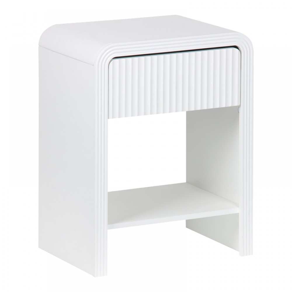 Κομοδίνο Zeplen Pakoworld Mdf Σε Λευκή Απόχρωση 40X30X53Εκ