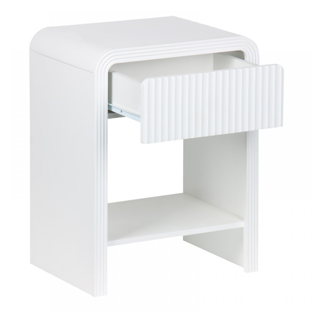 Κομοδίνο Zeplen Pakoworld Mdf Σε Λευκή Απόχρωση 40X30X53Εκ