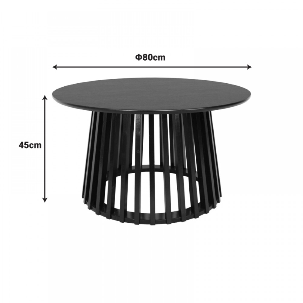 Τραπέζι Σαλονιού Domonic Pakoworld Mdf Σε Μαύρη Απόχρωση Φ80X45Εκ
