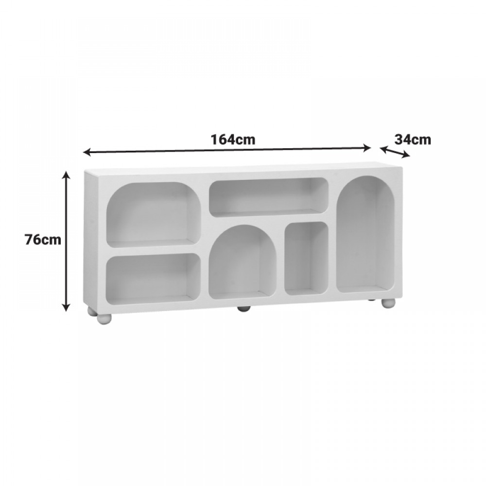 Μπουφές Emersi Pakoworld Με Ράφια Mdf Σε Λευκή Απόχρωση 164X34X76Εκ