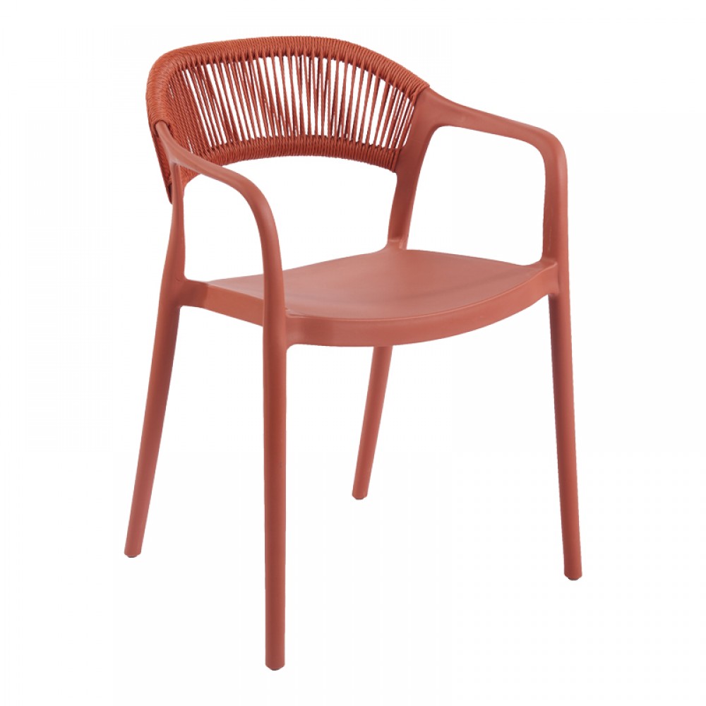Πολυθρόνα Ankara Pakoworld Στοιβαζόμενη Pp-Pe Rattan Σε Terracotta Απόχρωση 54X55.5X77Εκ