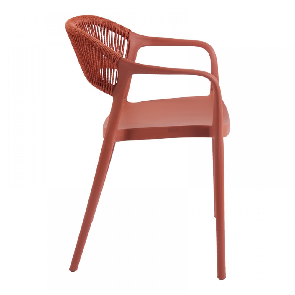 Πολυθρόνα Ankara Pakoworld Στοιβαζόμενη Pp-Pe Rattan Σε Terracotta Απόχρωση 54X55.5X77Εκ