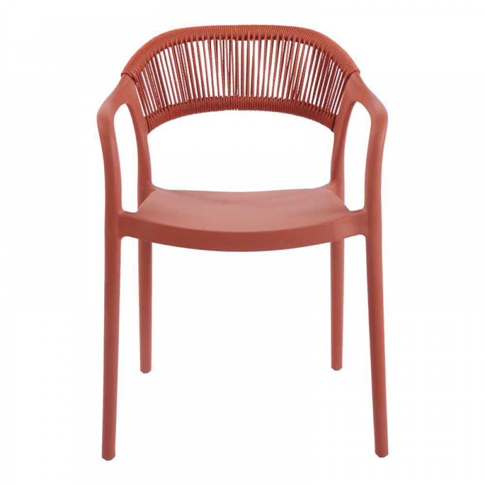 Πολυθρόνα Ankara Pakoworld Στοιβαζόμενη Pp-Pe Rattan Σε Terracotta Απόχρωση 54X55.5X77Εκ
