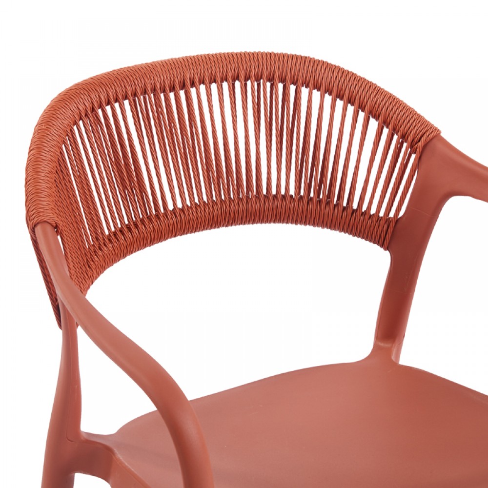 Πολυθρόνα Ankara Pakoworld Στοιβαζόμενη Pp-Pe Rattan Σε Terracotta Απόχρωση 54X55.5X77Εκ