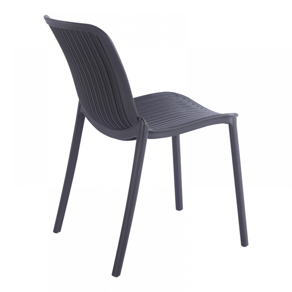 Καρέκλα Teragi Στοιβαζόμενη Pakoworld Pp Με Uv Protection Ανθρακί 58X43.5X82Εκ