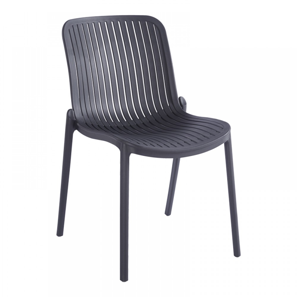 Καρέκλα Teragi Στοιβαζόμενη Pakoworld Pp Με Uv Protection Ανθρακί 58X43.5X82Εκ