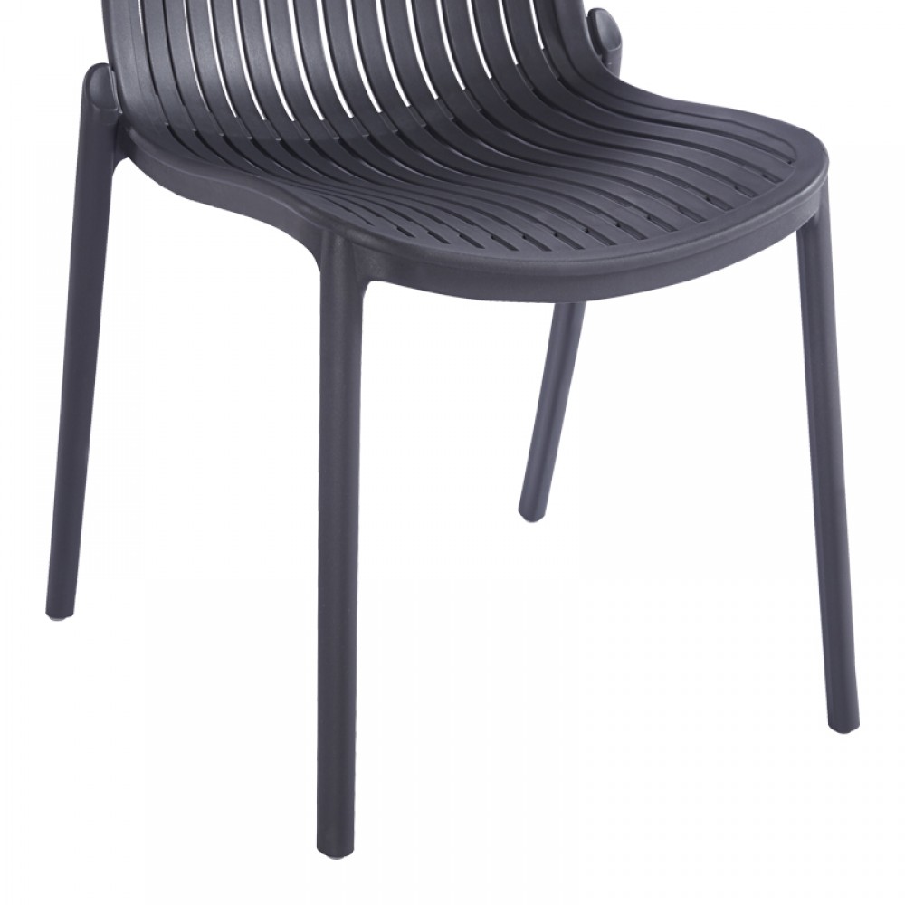Καρέκλα Teragi Στοιβαζόμενη Pakoworld Pp Με Uv Protection Ανθρακί 58X43.5X82Εκ