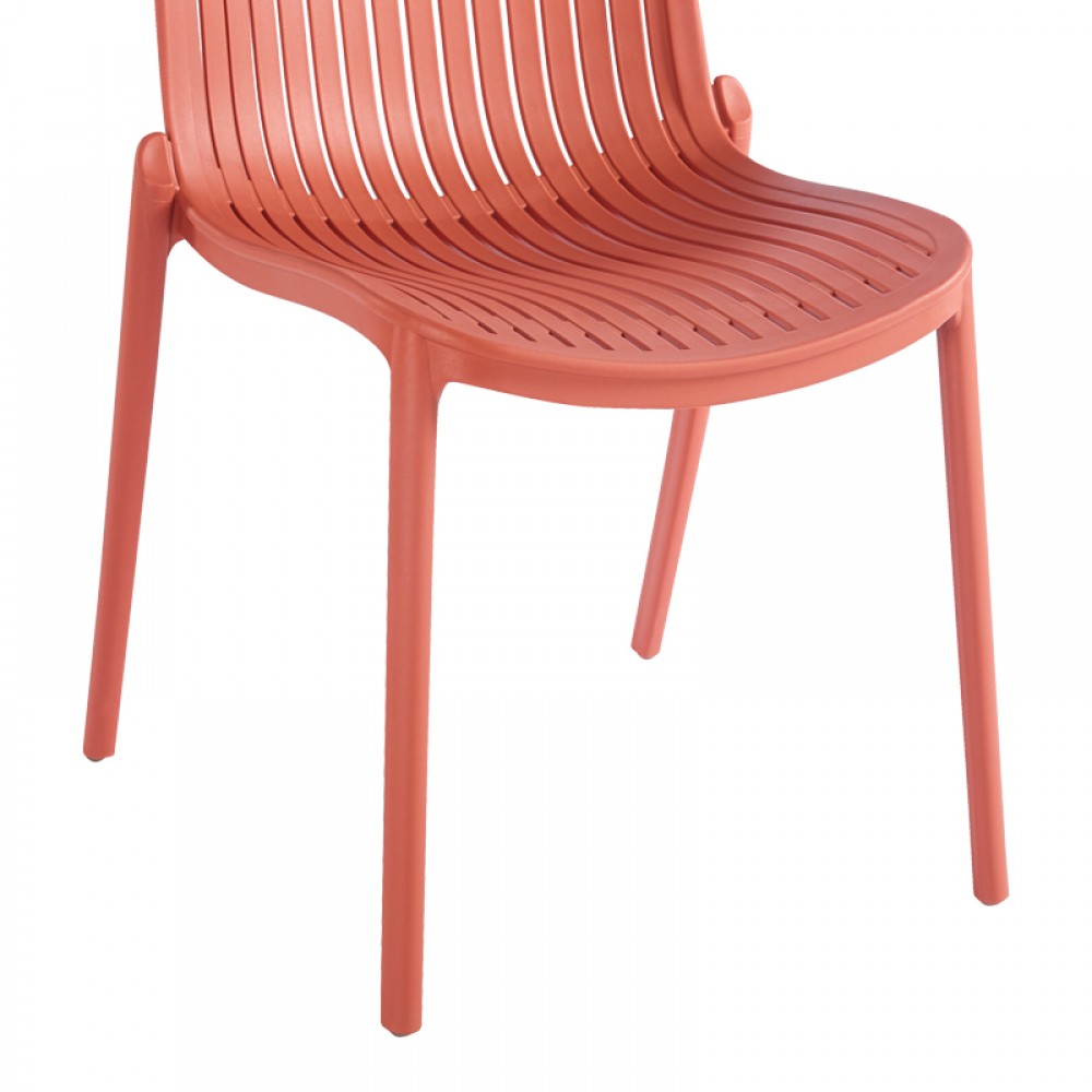 Καρέκλα Teragi Στοιβαζόμενη Pakoworld Pp Με Uv Protection Terracotta 58X43.5X82Εκ