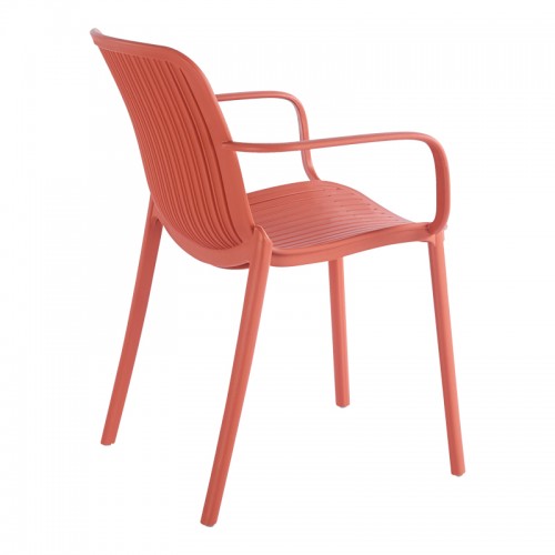 Πολυθρόνα Teragi Στοιβαζόμενη Pakoworld Pp Με Uv Protection Terracotta 59X57X82Εκ