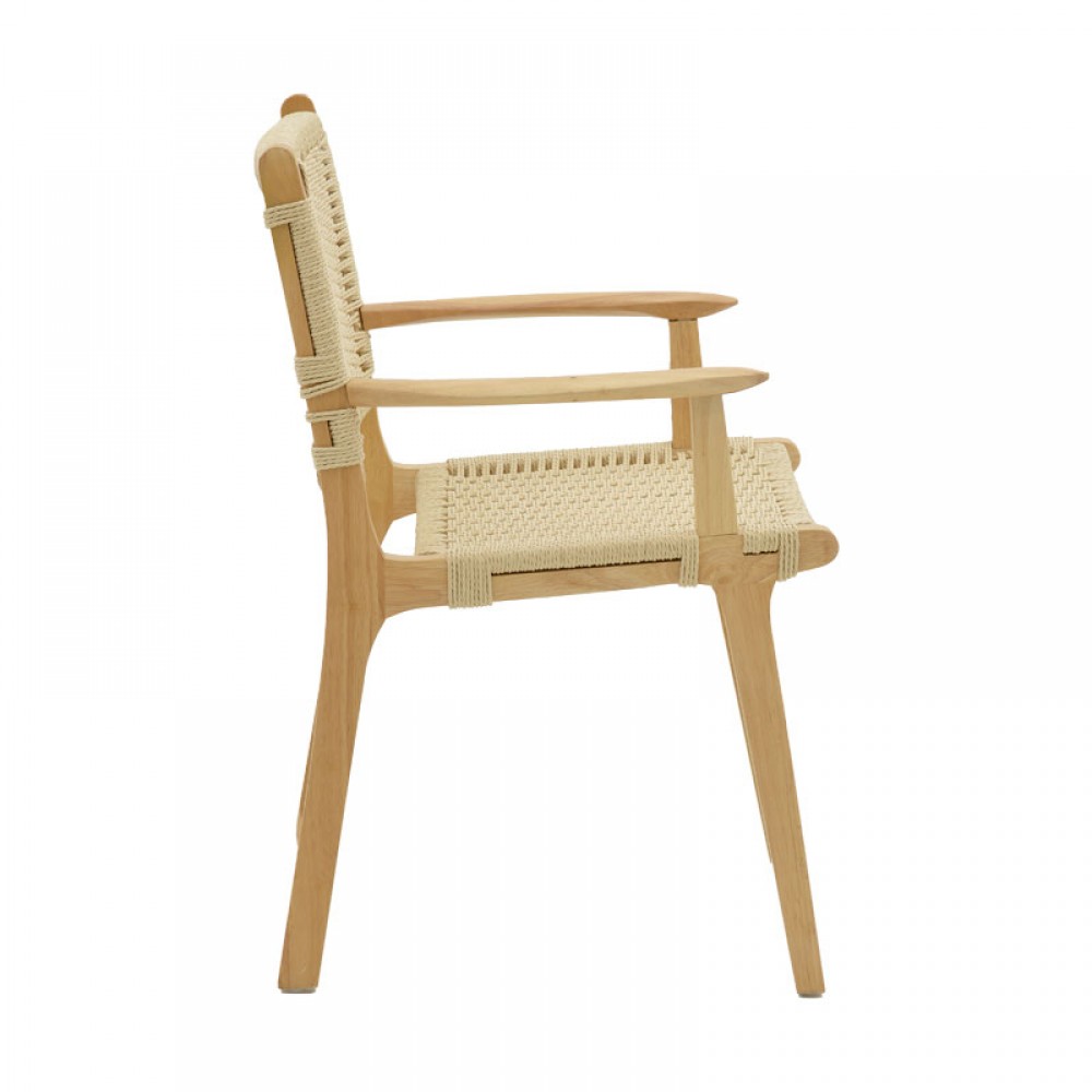 Πολυθρόνα Julien Pakoworld Rubber Wood Και Σχοινί Σε Φυσική Απόχρωση 62X60X85Εκ