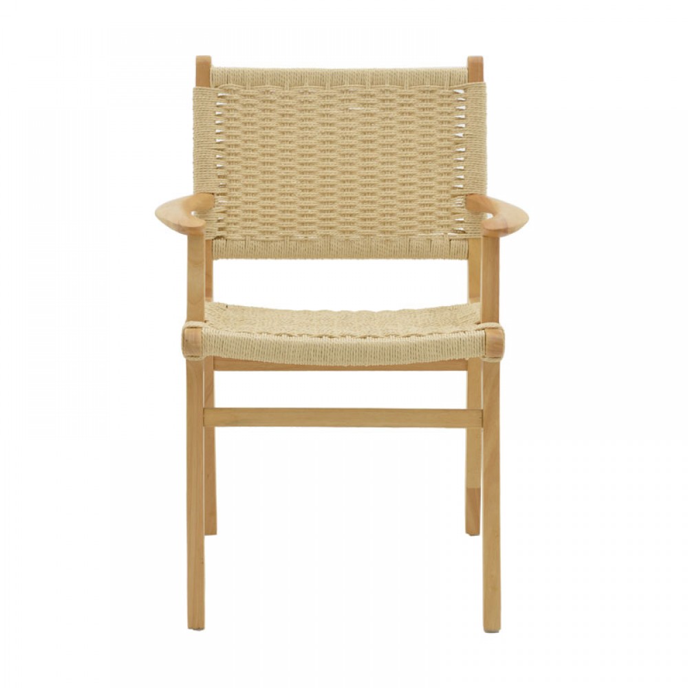 Πολυθρόνα Julien Pakoworld Rubber Wood Και Σχοινί Σε Φυσική Απόχρωση 62X60X85Εκ
