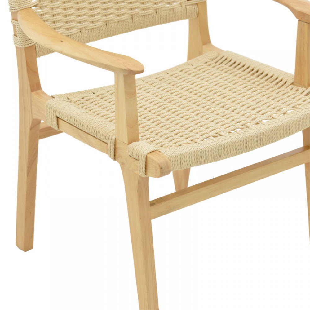 Πολυθρόνα Julien Pakoworld Rubber Wood Και Σχοινί Σε Φυσική Απόχρωση 62X60X85Εκ