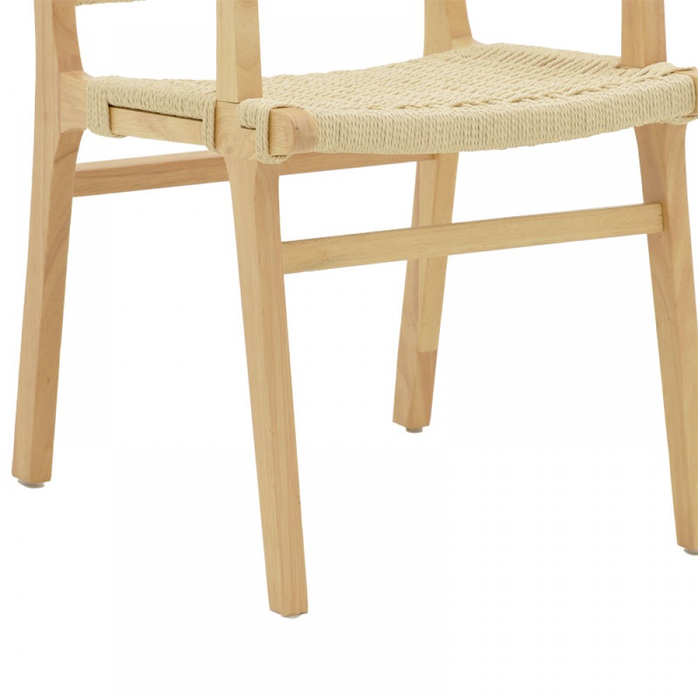 Πολυθρόνα Julien Pakoworld Rubber Wood Και Σχοινί Σε Φυσική Απόχρωση 62X60X85Εκ