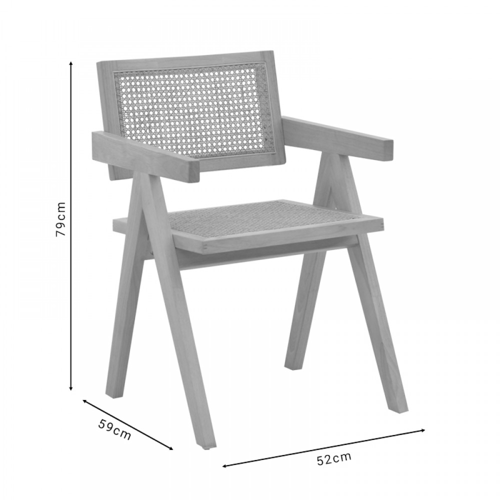 Πολυθρόνα Winslow Pakoworld Φυσικό Rubberwood 52X59X79Εκ