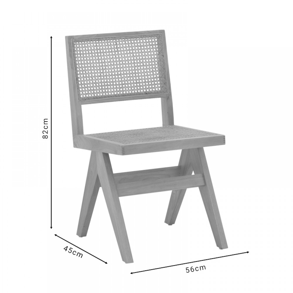 Καρέκλα Winslow Pakoworld Φυσικό Rubberwood 45X56X82Εκ