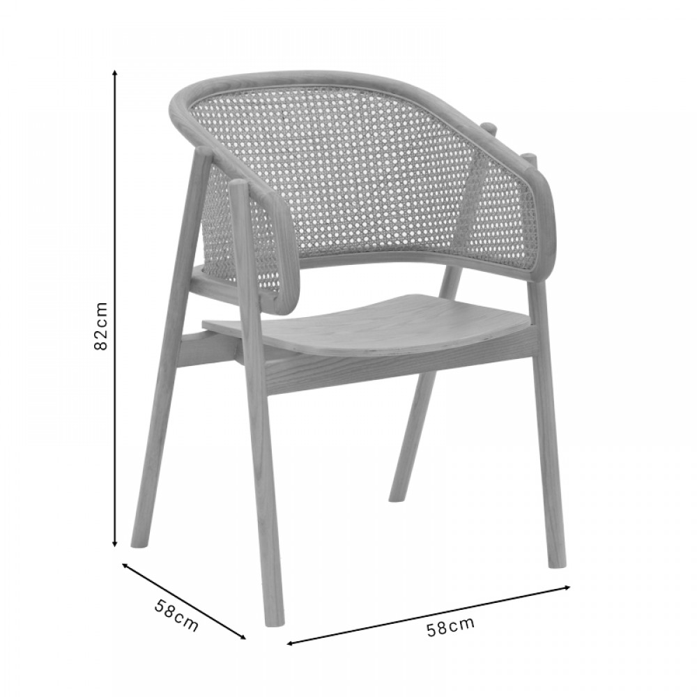 Πολυθρόνα Wenzy Pakoworld Φυσικό Rattan - Μασίφ Ξύλο Toon 59X58X78Εκ