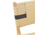 Σκαμπό Μπαρ Nelanto Pakoworld Rubberwood Φυσικό-Έδρα Φυσικό-Μαύρο Σχοινί 45X46X95Εκ