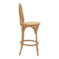 Σκαμπό Μπαρ Thonet Pakoworld Φυσικό Ξύλο Οξιάς-Έδρα Φυσικό Rattan 41X50X105Εκ