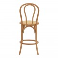 Σκαμπό Μπαρ Thonet Pakoworld Φυσικό Ξύλο Οξιάς-Έδρα Φυσικό Rattan 41X50X105Εκ