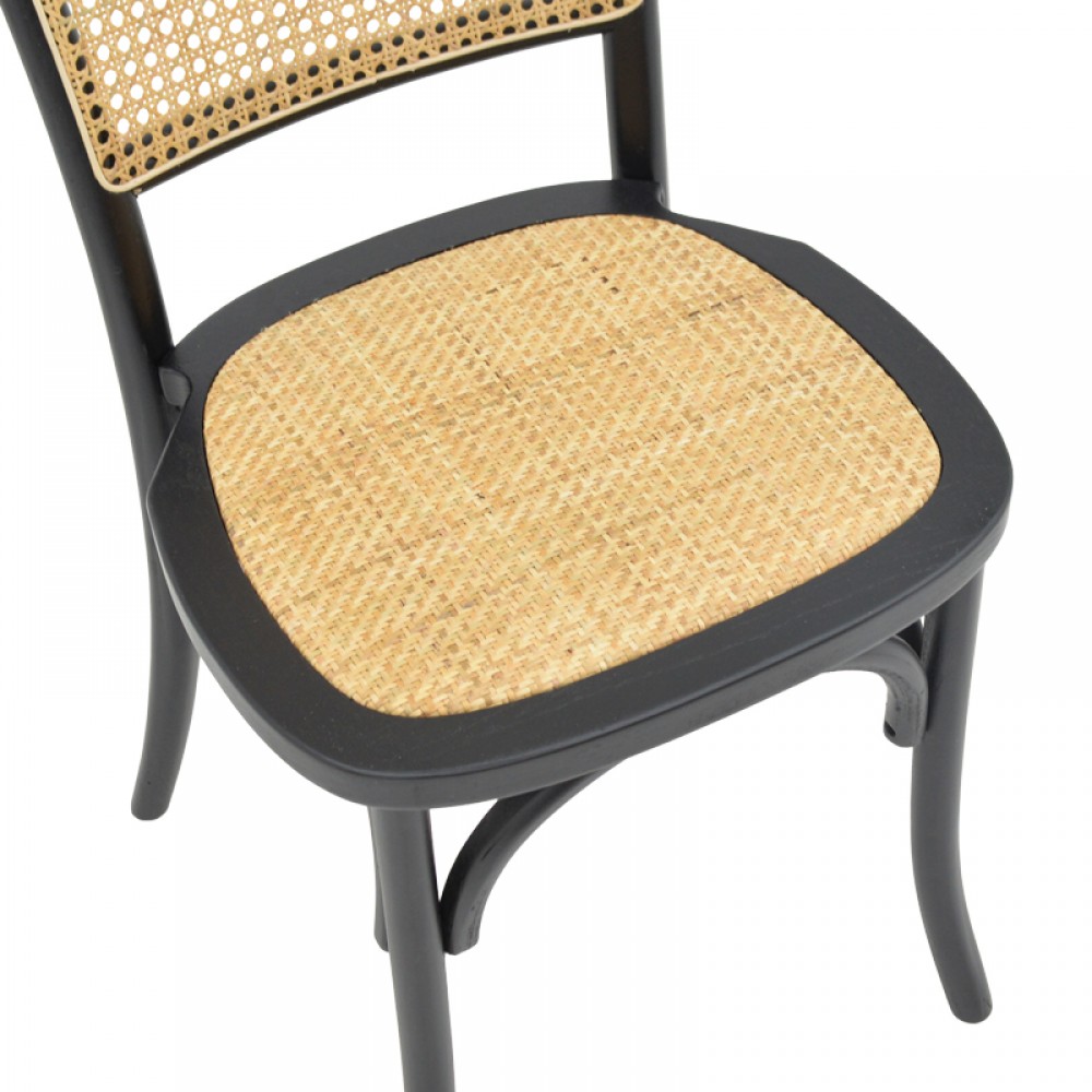 Καρέκλα Στοιβαζόμενη Zozele Pakoworld Φυσικό Rattan Pe-Μαύρο Toon Wood 45X51X88Εκ