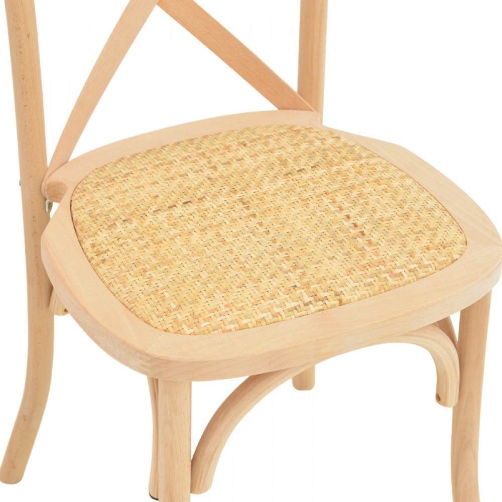 Καρέκλα Dylon Pakoworld Στοιβαζόμενη Ξύλο Οξιάς-Rattan Άβαφη 48X52X89Εκ