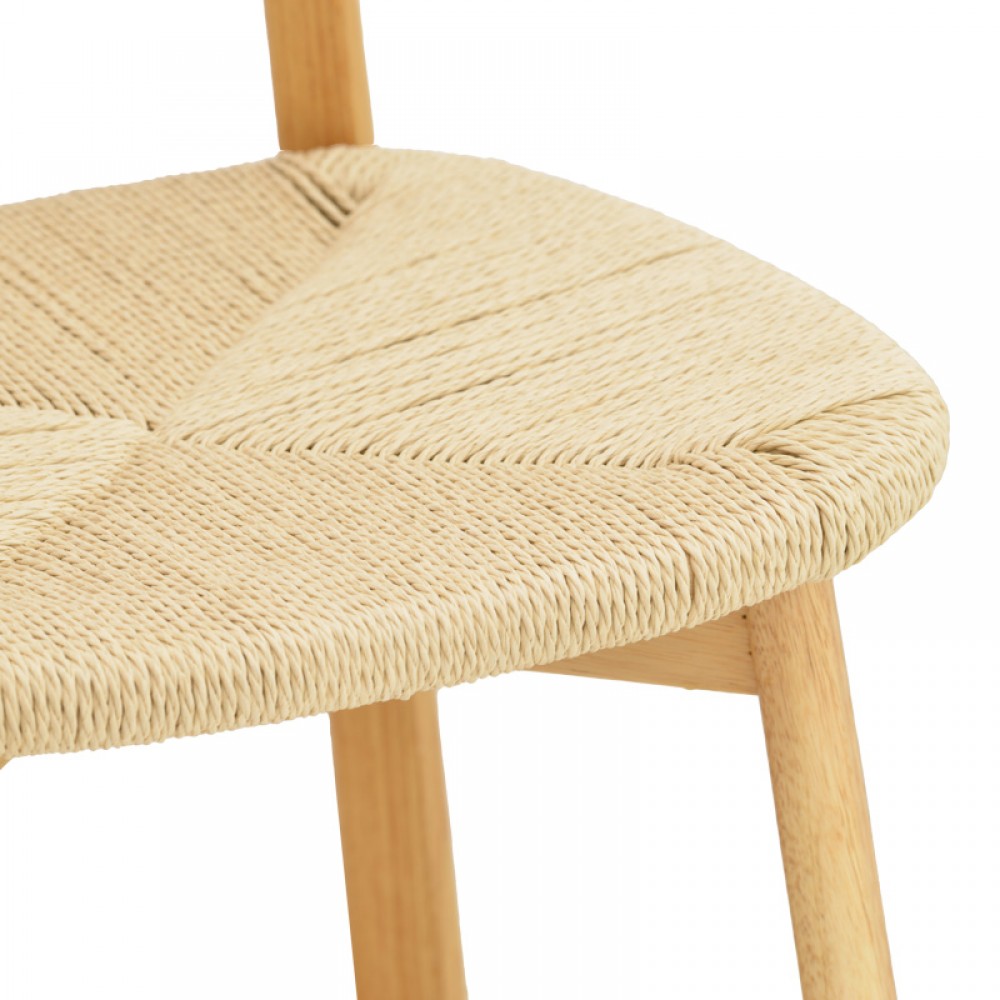 Καρέκλα Clareta Pakoworld Rubberwood-Σχοινί Σε Φυσική Απόχρωση 53X55X79Εκ