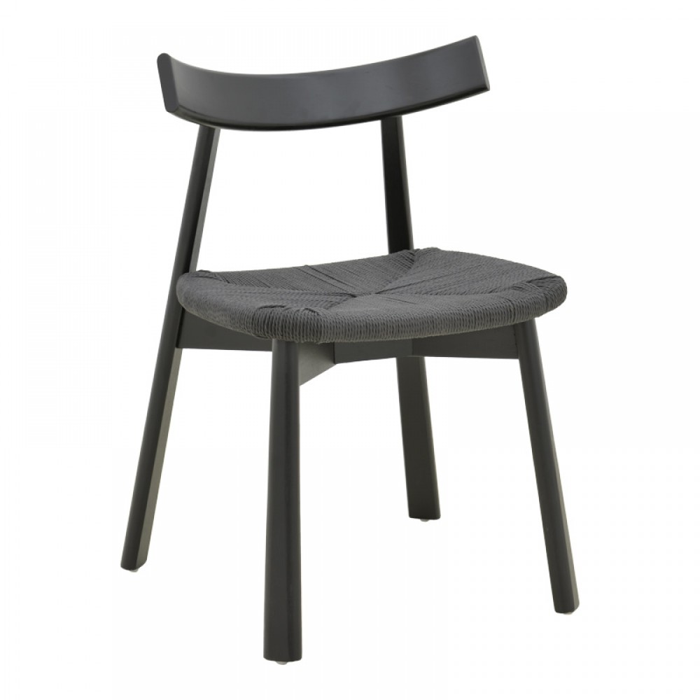 Καρέκλα Clareta Pakoworld Rubberwood-Σχοινί Σε Μαύρη Απόχρωση 53X55X79Εκ