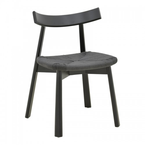 Καρέκλα Clareta Pakoworld Rubberwood-Σχοινί Σε Μαύρη Απόχρωση 53X55X79Εκ
