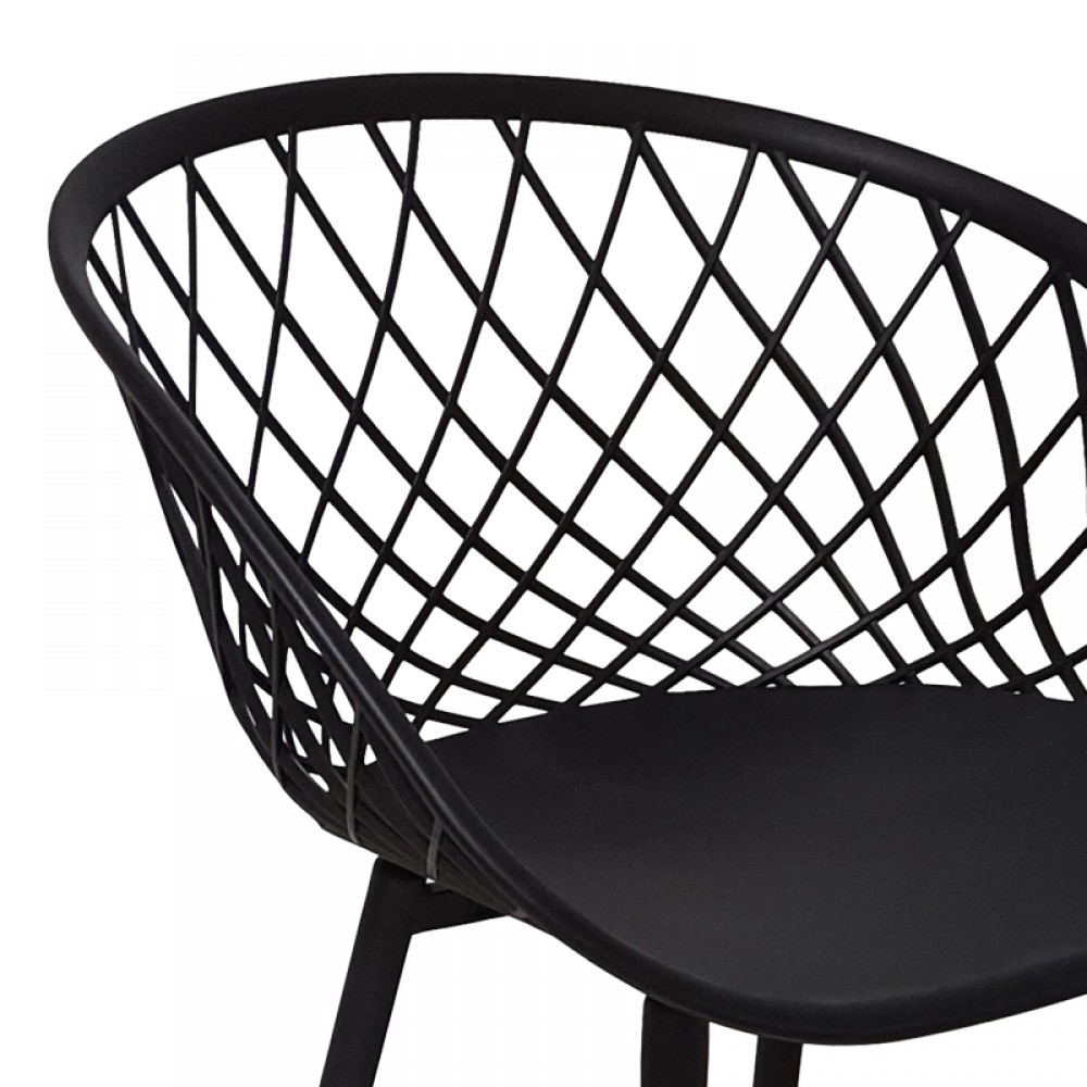 Πολυθρόνα Ezra Pakoworld Μαύρο Pp-Πόδι Μαύρο Μέταλλο 62.5X56X82Εκ