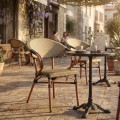 Πολυθρόνα Isaia Pakoworld Καρυδί Αλουμίνιο-Textilene Χρυσό 57X57X83Εκ