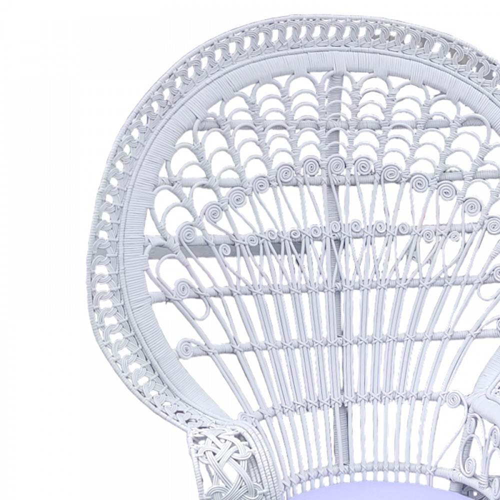Πολυθρόνα Dorothy Inart Με Λευκό Μαξιλάρι-Λευκό Rattan 115X53X147Εκ