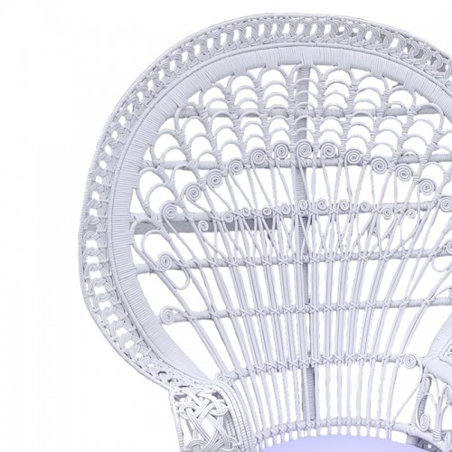 Πολυθρόνα Dorothy Inart Με Λευκό Μαξιλάρι-Λευκό Rattan 115X53X147Εκ