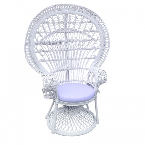 Πολυθρόνα Dorothy Inart Με Λευκό Μαξιλάρι-Λευκό Rattan 115X53X147Εκ