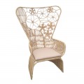 Πολυθρόνα Jake Inart Με Μπεζ Μαξιλάρι-Φυσικό Rattan 110X86X145Εκ