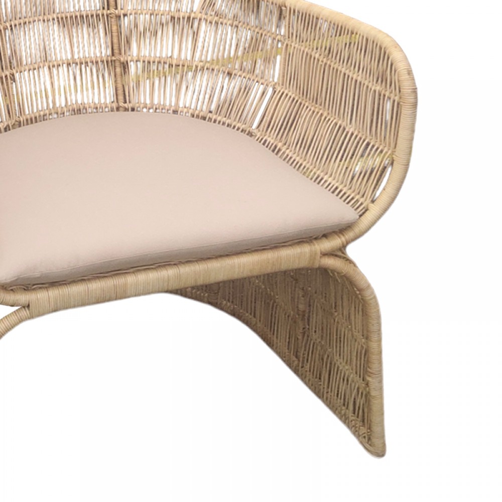 Πολυθρόνα Jake Inart Με Μπεζ Μαξιλάρι-Φυσικό Rattan 110X86X145Εκ