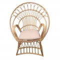 Πολυθρόνα Boloni Inart Με Μπεζ Μαξιλάρι-Φυσικό Rattan 96X70X120Εκ