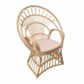 Πολυθρόνα Boloni Inart Με Μπεζ Μαξιλάρι-Φυσικό Rattan 96X70X120Εκ