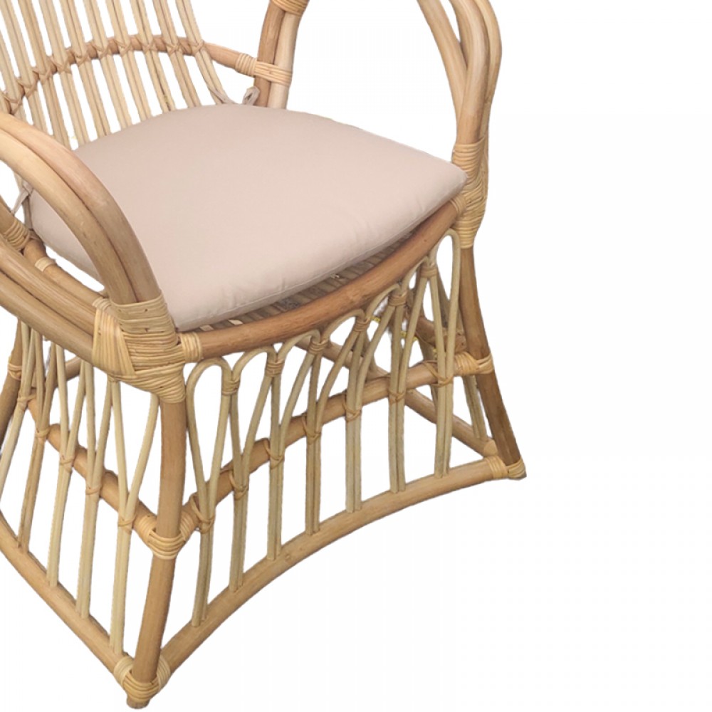 Πολυθρόνα Boloni Inart Με Μπεζ Μαξιλάρι-Φυσικό Rattan 96X70X120Εκ